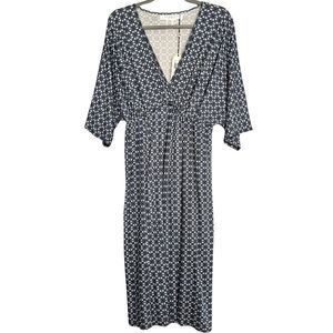 Studio M NWT Blue Patterned Short Sleeve Empire Dress Womens Plus Size 2X